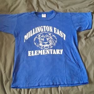 Vintage 70s blue lion t shirt